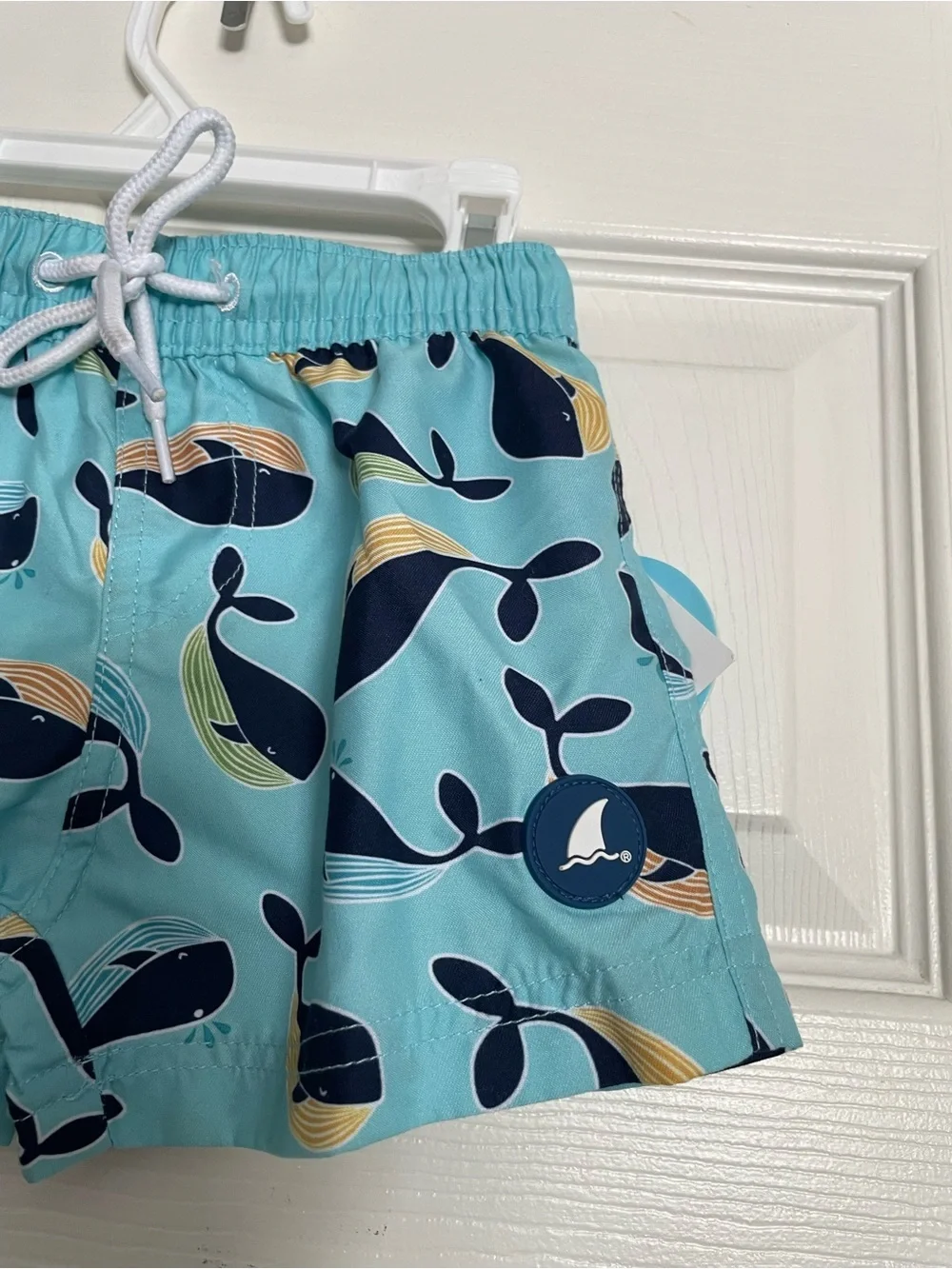 NWT Heat Swimwear INC Kids 3-6 months Whale Print Swim Shorts Light Blue
